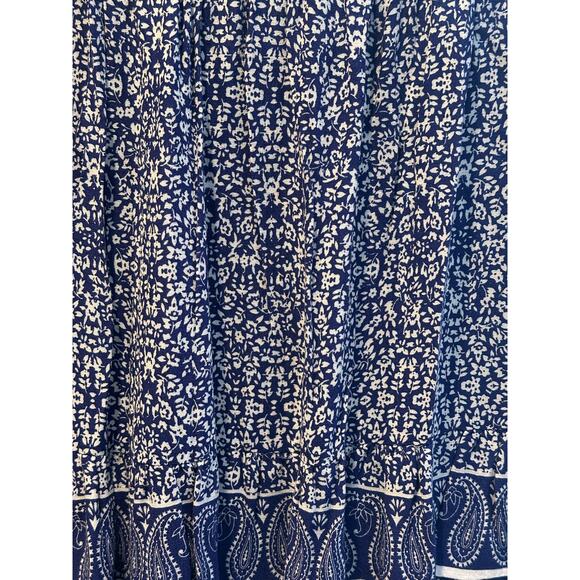 Ava Christine blue White Floral Paisley Skirt Women’s Size Med boho Viscose mini - Picture 2 of 5